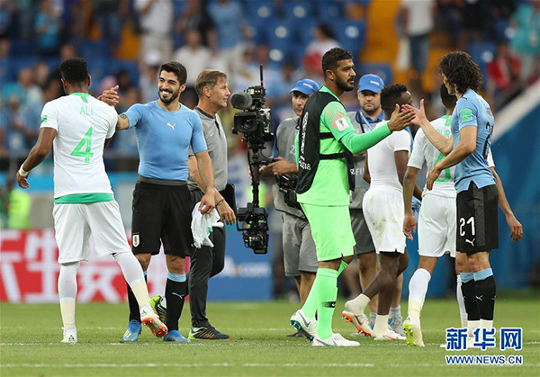 A组:乌拉圭队胜沙特阿拉伯队